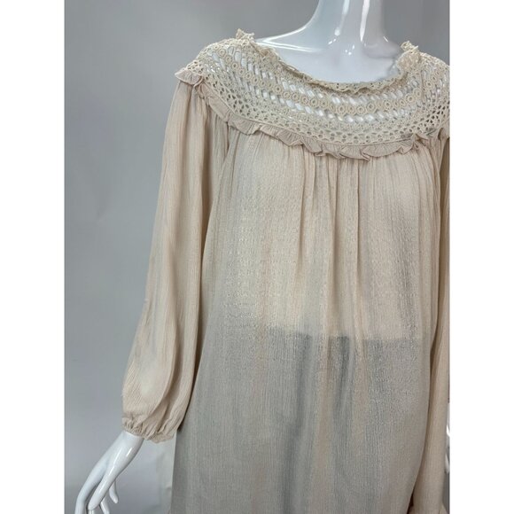 Indigo Soul Natural Rayon & Cotton Tunic With Crochet Yoke & Ruffle Hem X-Large - Picture 12 of 16